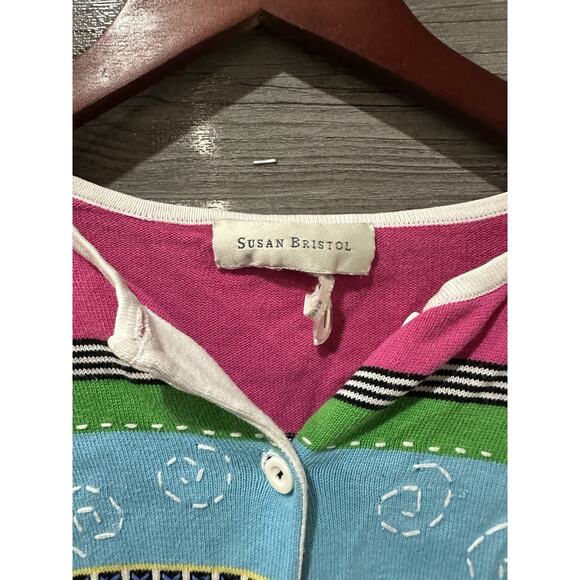 Susan‎ Bristol, Women's Colorful Zebra Fair Isle Pattern, Cardigan, Size Large - Picture 4 of 6